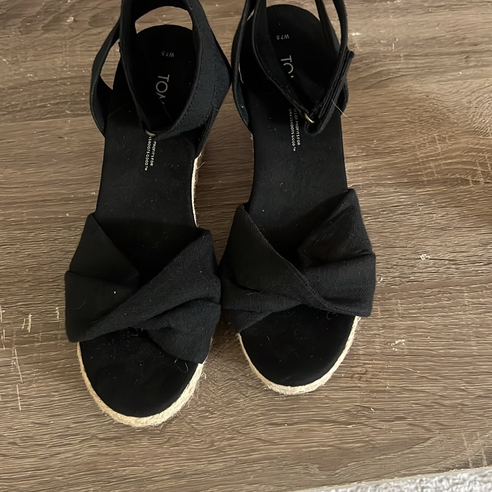 Women's Black Espadrille Sandals - Picture 2 of 11